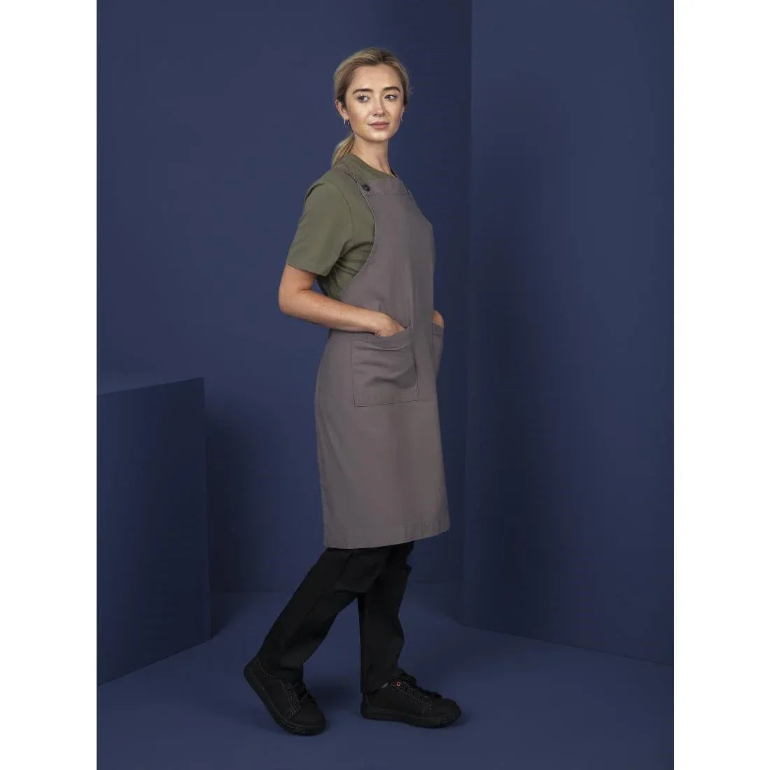 BB687 Southside Cotton Canvas Bib Apron Washed Grey - JD Catering Equipment Solutions Ltd