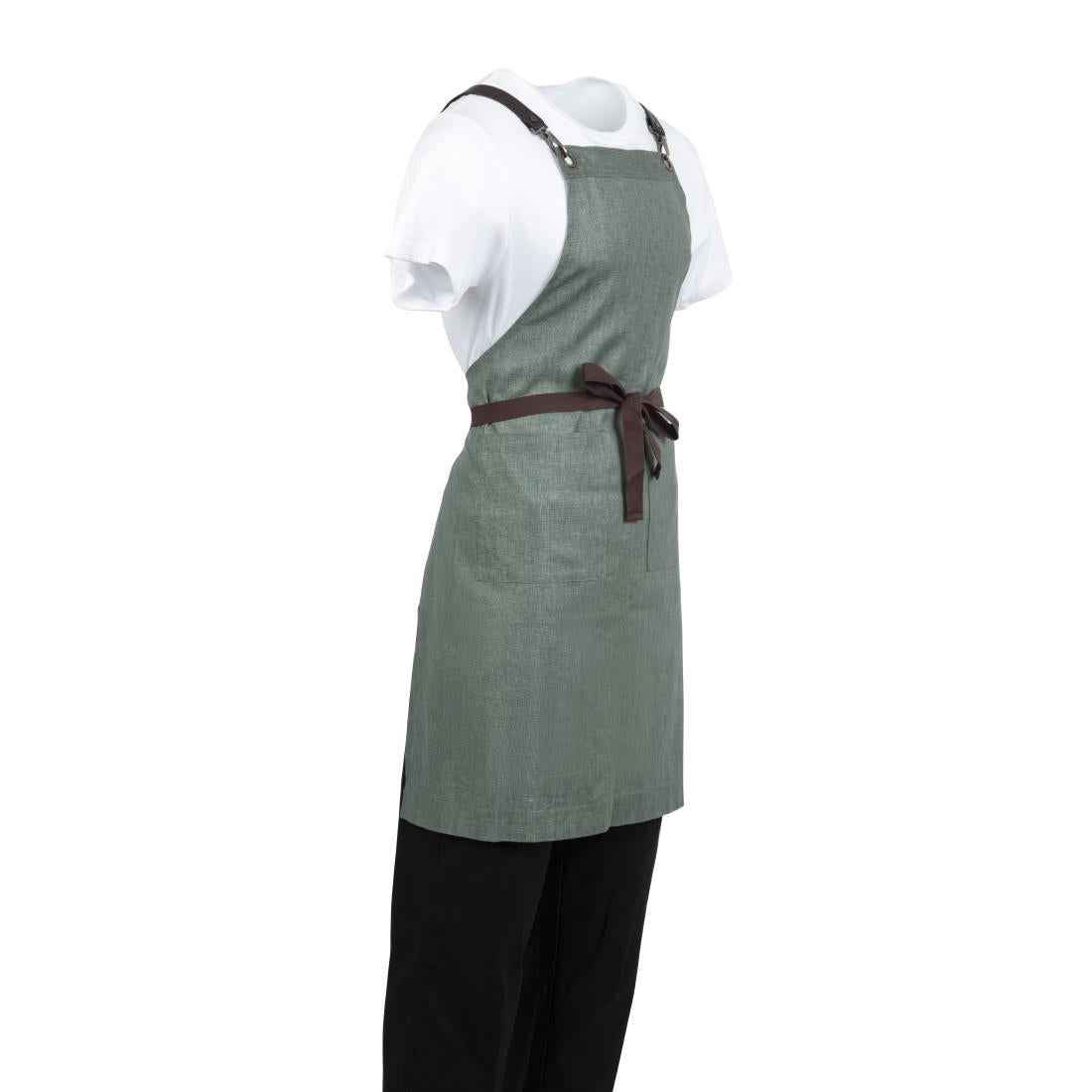 BB690 Southside Linen Blend Bib Apron Forest Green JD Catering Equipment Solutions Ltd