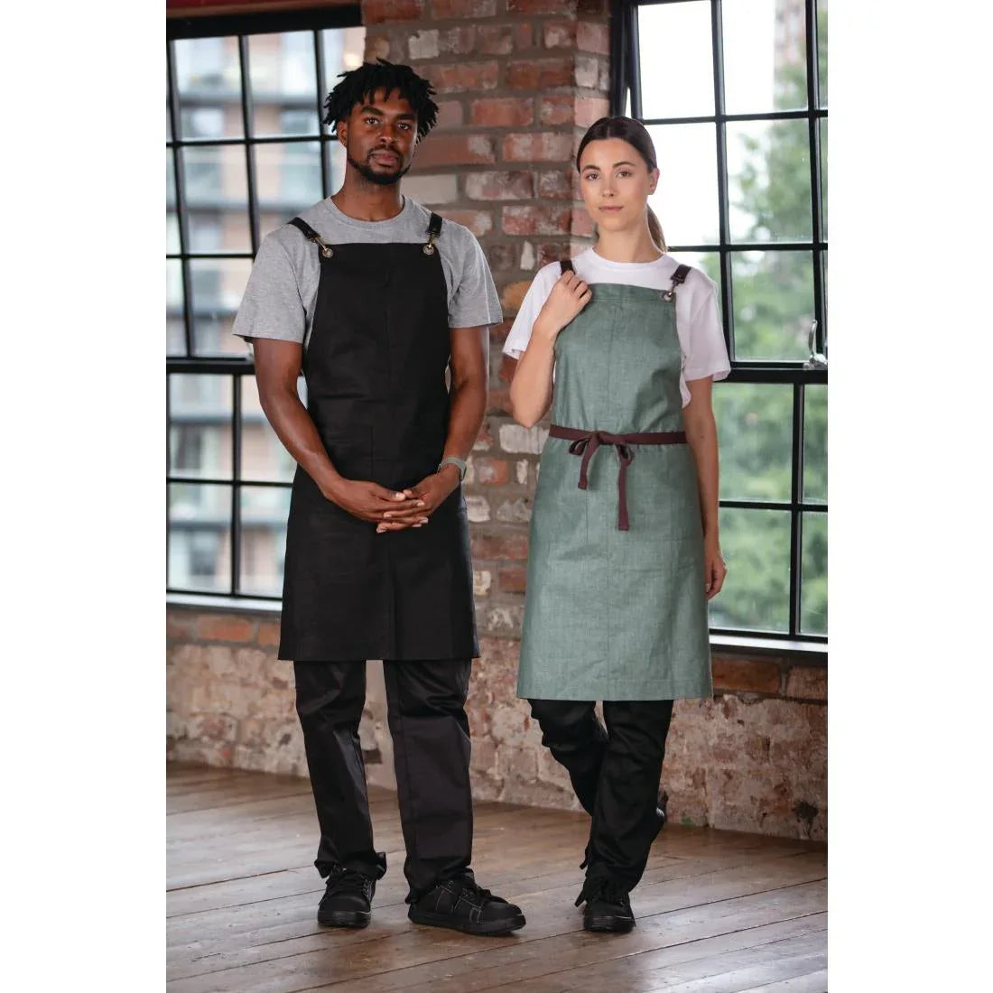 BB690 Southside Linen Blend Bib Apron Forest Green - JD Catering Equipment Solutions Ltd