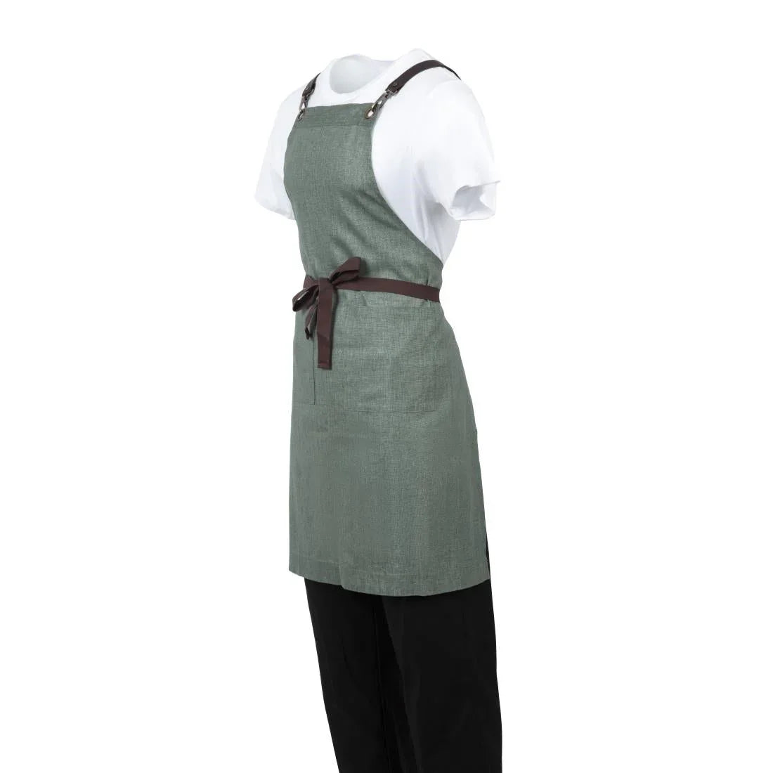 BB690 Southside Linen Blend Bib Apron Forest Green - JD Catering Equipment Solutions Ltd