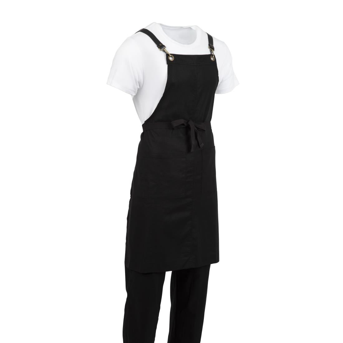 BB691 Southside Linen Blend Bib Apron Black JD Catering Equipment Solutions Ltd