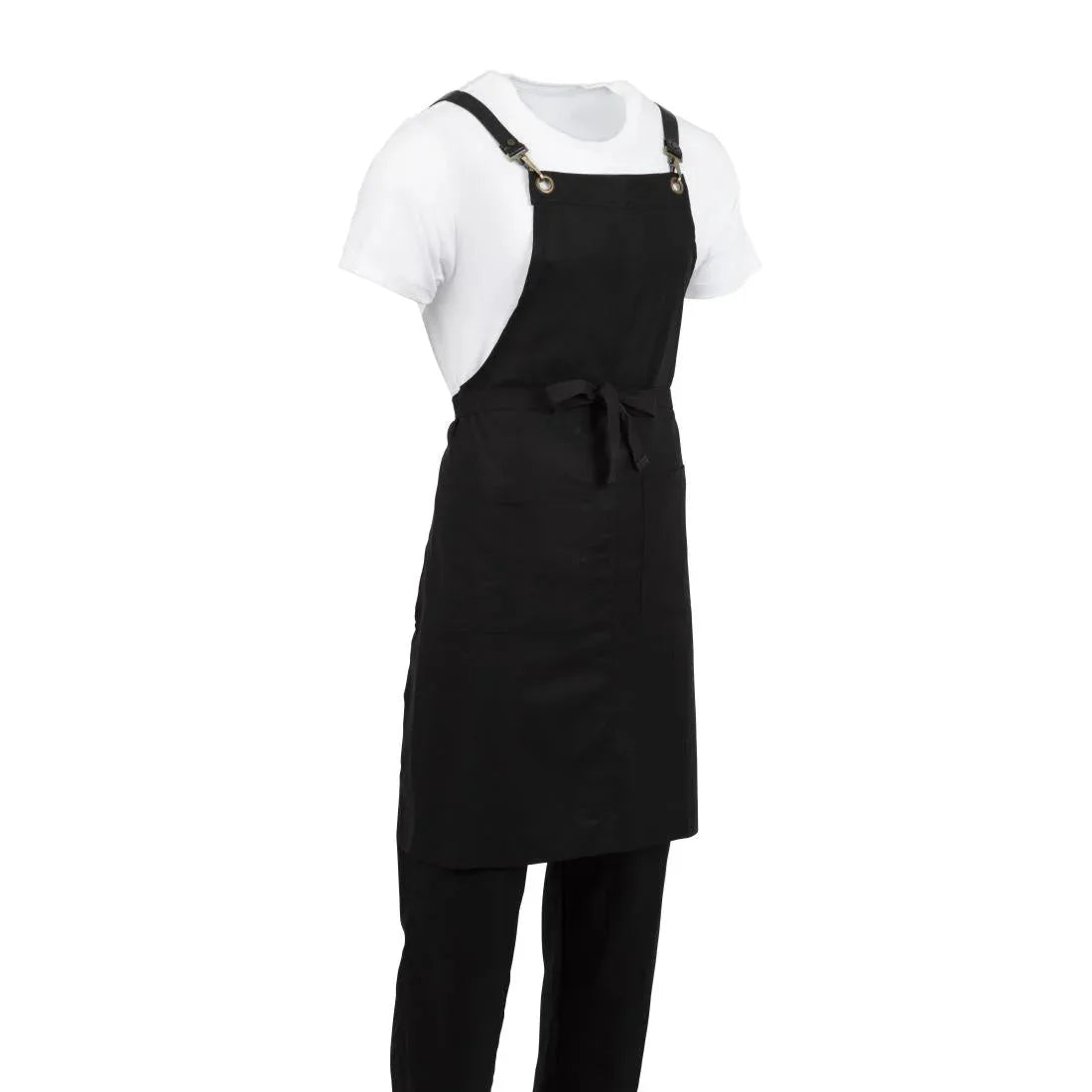BB691 Southside Linen Blend Bib Apron Black - JD Catering Equipment Solutions Ltd