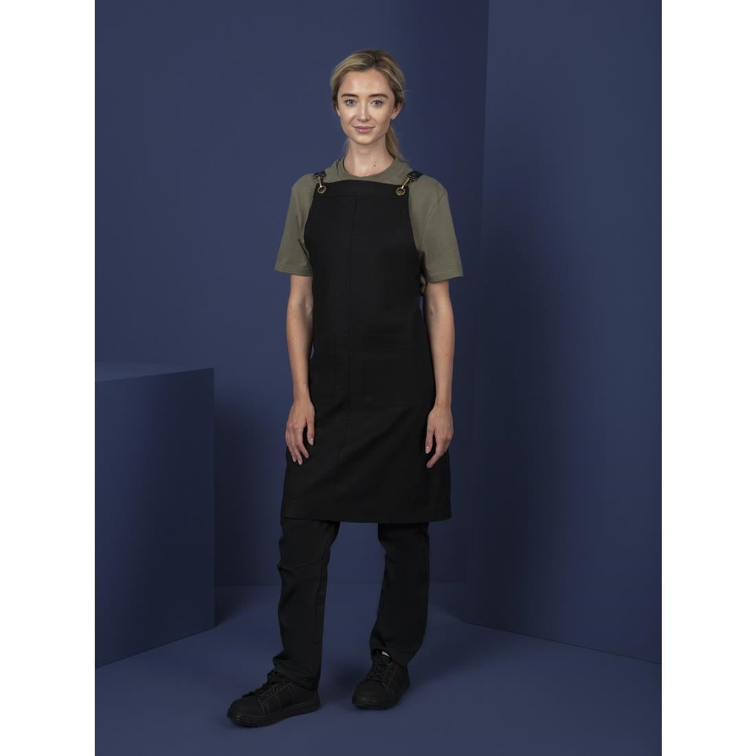 BB691 Southside Linen Blend Bib Apron Black JD Catering Equipment Solutions Ltd