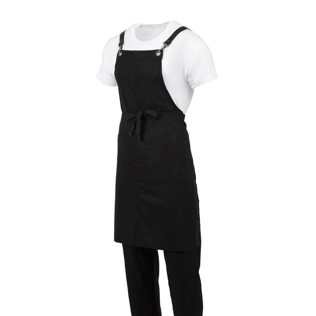 BB691 Southside Linen Blend Bib Apron Black JD Catering Equipment Solutions Ltd