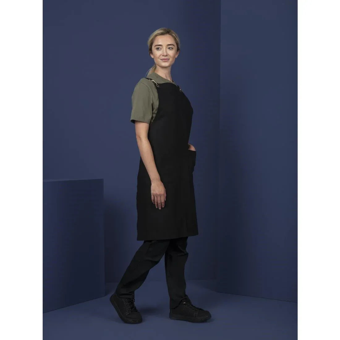 BB691 Southside Linen Blend Bib Apron Black - JD Catering Equipment Solutions Ltd