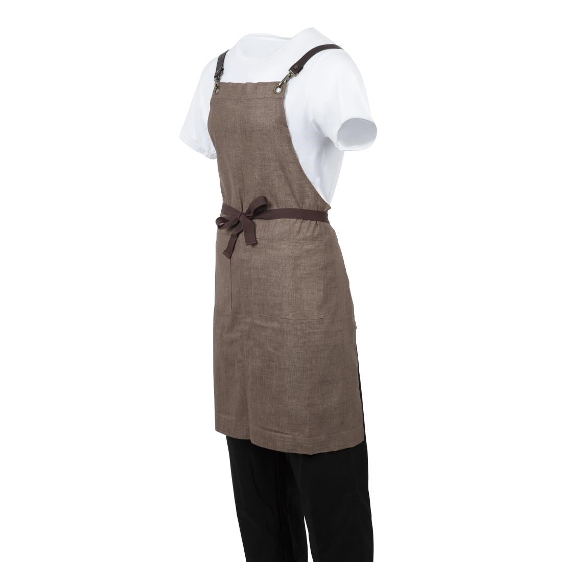 BB692 Southside Linen Blend Bib Apron Chocolate JD Catering Equipment Solutions Ltd