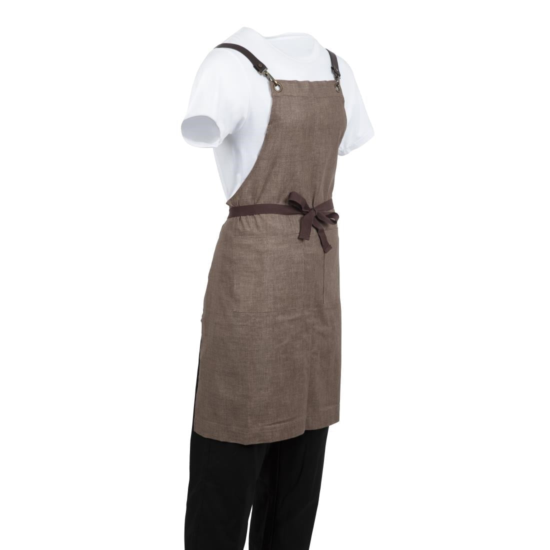 BB692 Southside Linen Blend Bib Apron Chocolate JD Catering Equipment Solutions Ltd