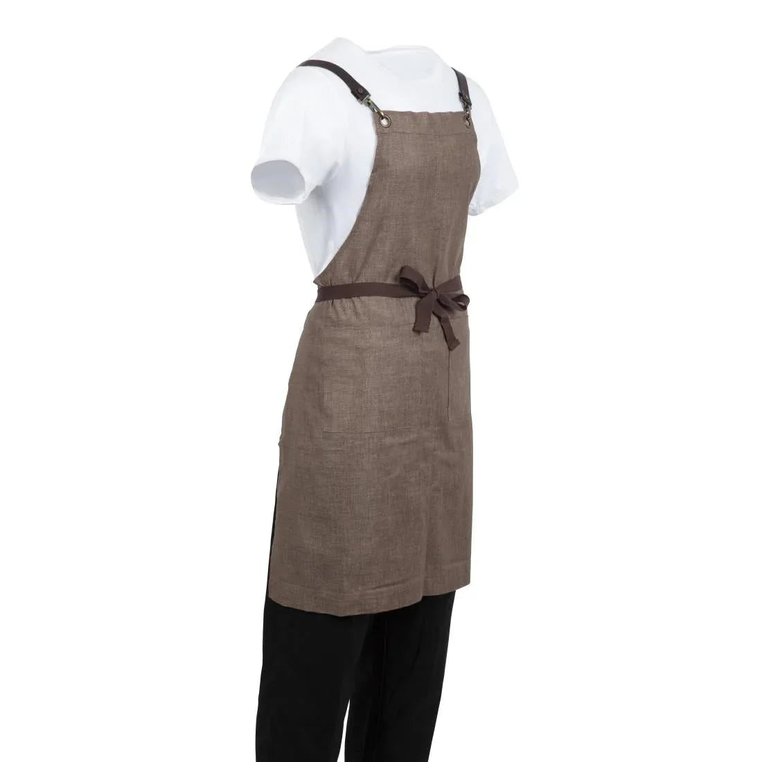 BB692 Southside Linen Blend Bib Apron Chocolate - JD Catering Equipment Solutions Ltd