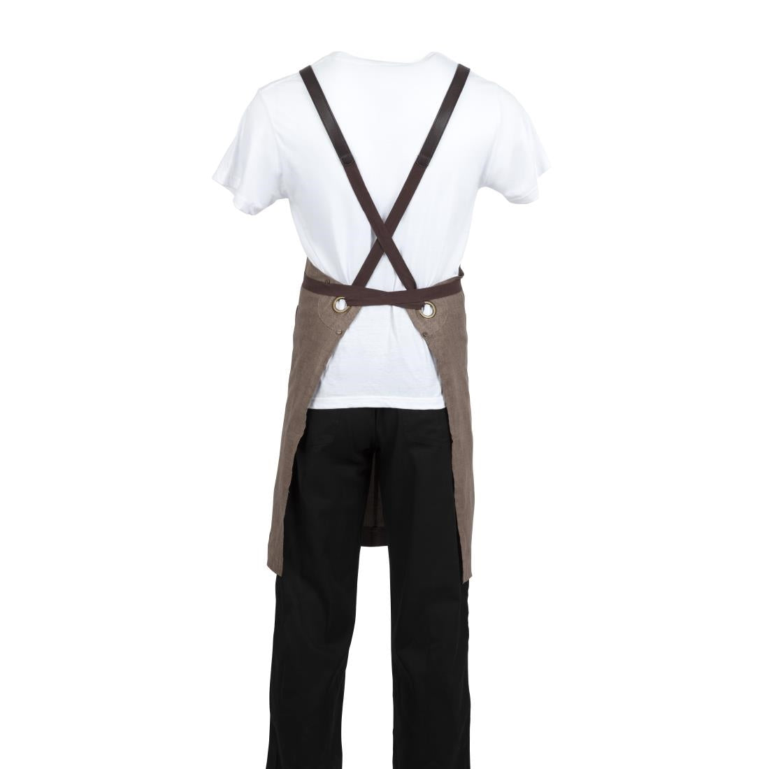 BB692 Southside Linen Blend Bib Apron Chocolate JD Catering Equipment Solutions Ltd