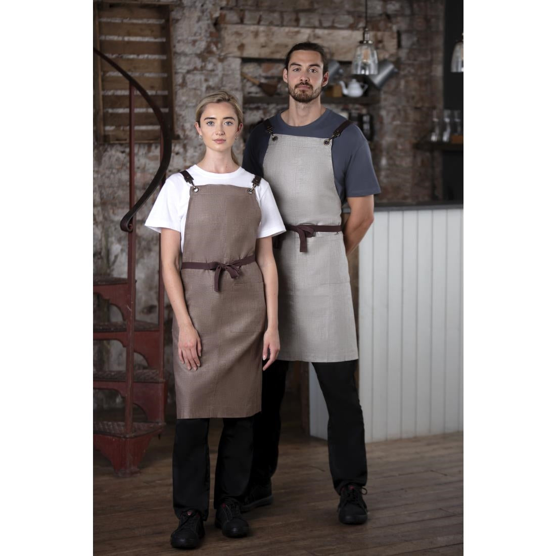 BB692 Southside Linen Blend Bib Apron Chocolate JD Catering Equipment Solutions Ltd