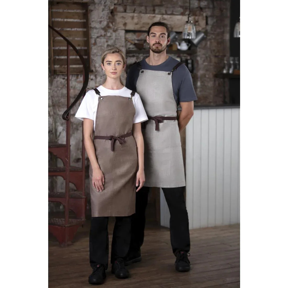 BB692 Southside Linen Blend Bib Apron Chocolate - JD Catering Equipment Solutions Ltd