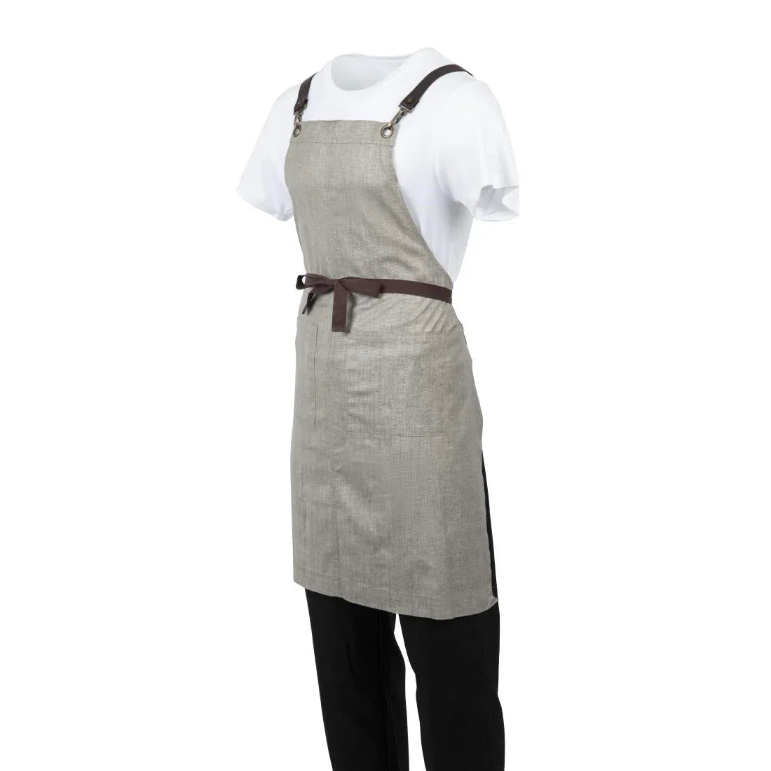 BB693 Southside Linen Blend Bib Apron Taupe - JD Catering Equipment Solutions Ltd