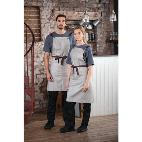 BB693 Southside Linen Blend Bib Apron Taupe JD Catering Equipment Solutions Ltd
