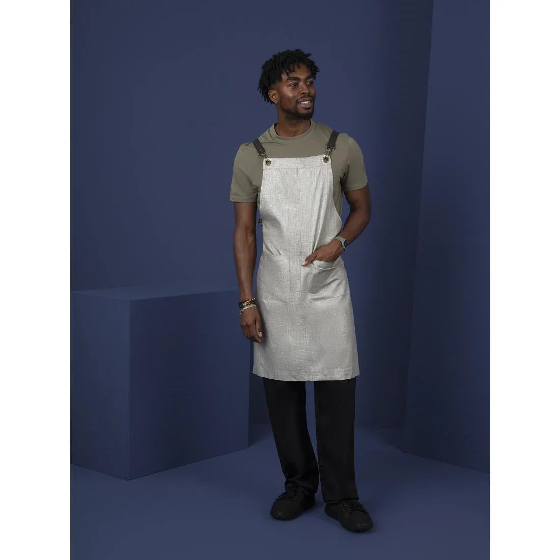 BB693 Southside Linen Blend Bib Apron Taupe - JD Catering Equipment Solutions Ltd