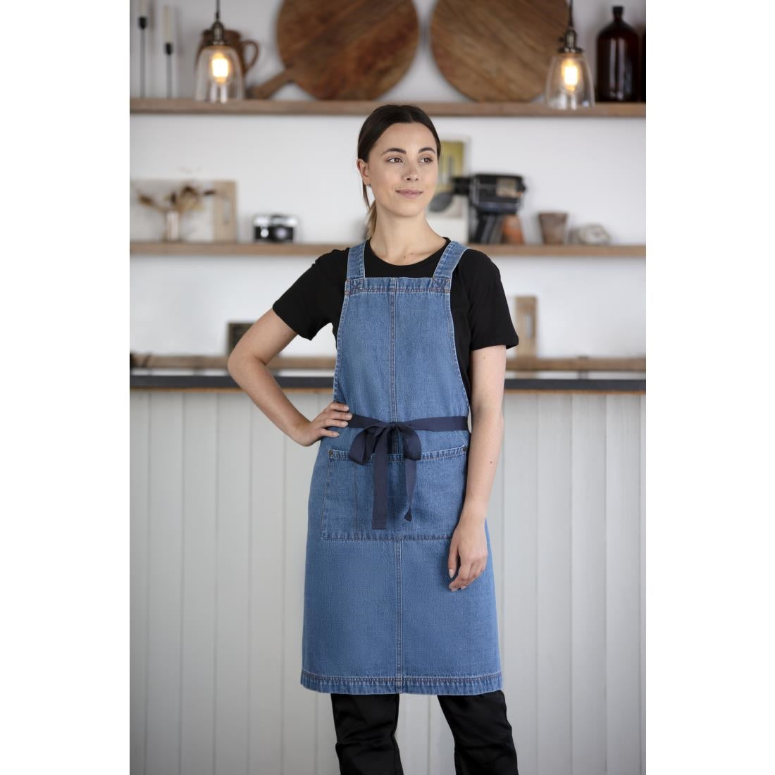 BB694 Southside Denim Bib Apron Light Blue JD Catering Equipment Solutions Ltd