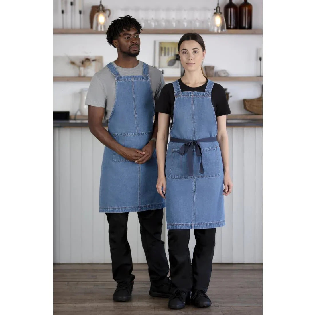 BB694 Southside Denim Bib Apron Light Blue - JD Catering Equipment Solutions Ltd
