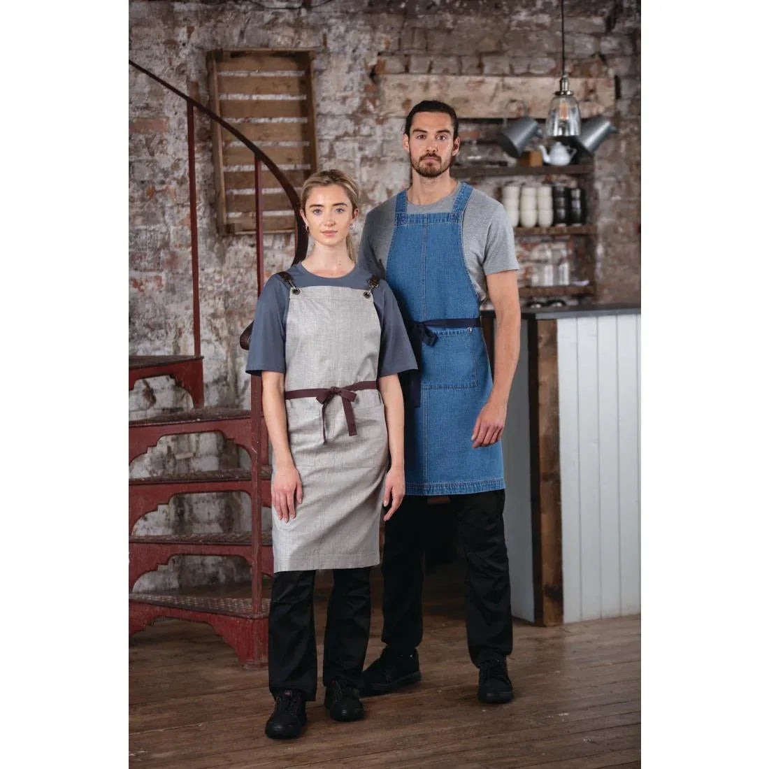 BB694 Southside Denim Bib Apron Light Blue - JD Catering Equipment Solutions Ltd