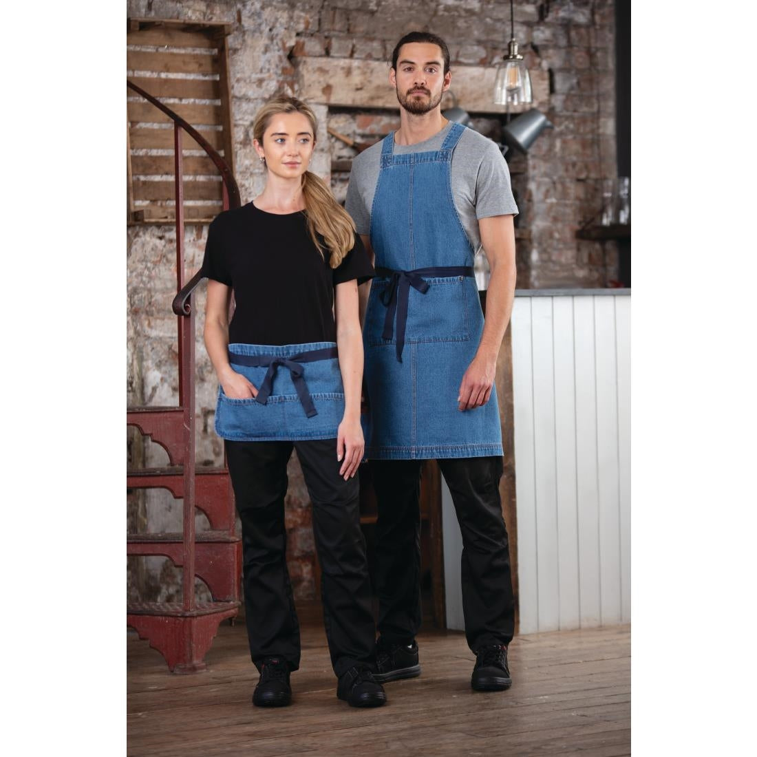 BB694 Southside Denim Bib Apron Light Blue JD Catering Equipment Solutions Ltd