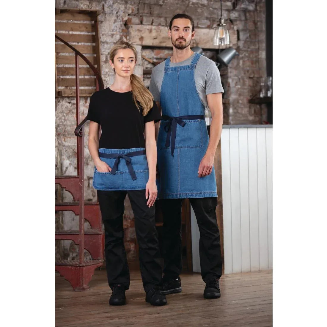 BB694 Southside Denim Bib Apron Light Blue - JD Catering Equipment Solutions Ltd