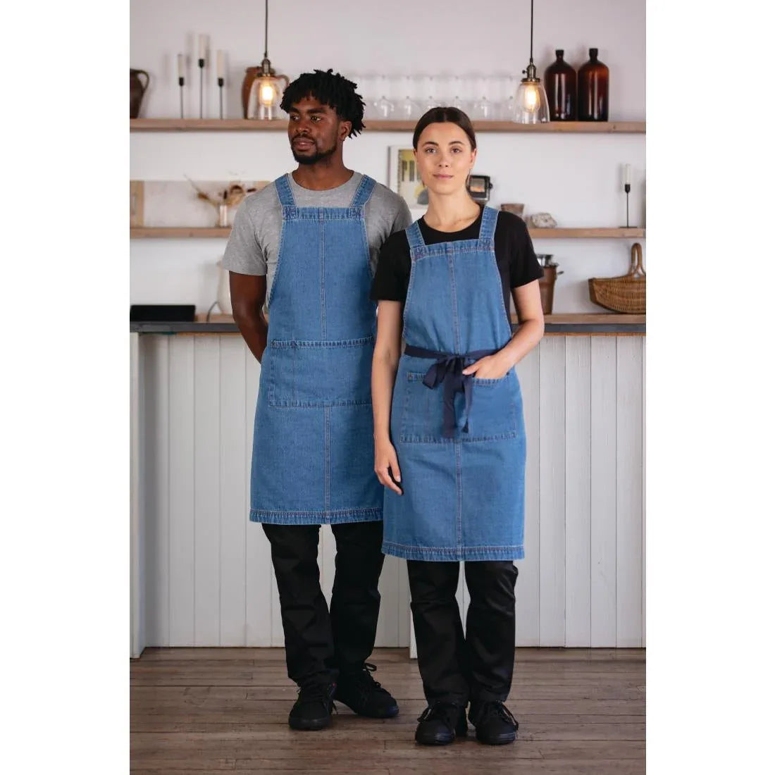 BB694 Southside Denim Bib Apron Light Blue - JD Catering Equipment Solutions Ltd
