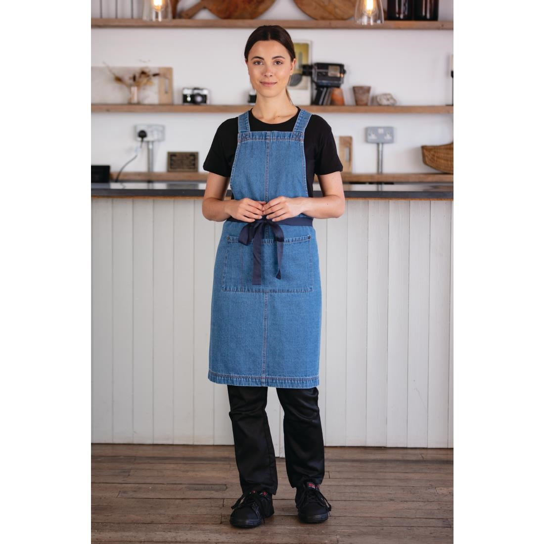 BB694 Southside Denim Bib Apron Light Blue JD Catering Equipment Solutions Ltd