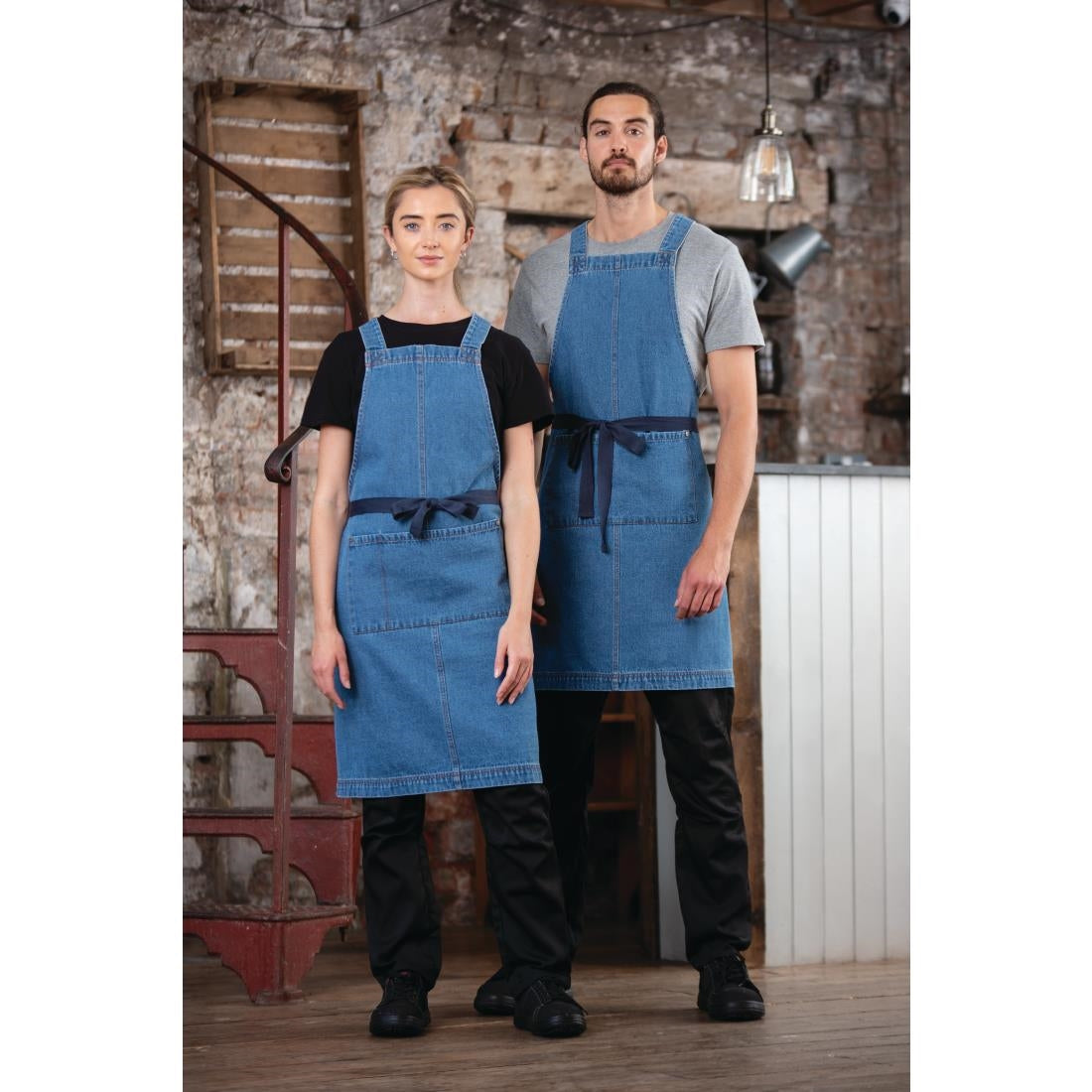 BB694 Southside Denim Bib Apron Light Blue JD Catering Equipment Solutions Ltd
