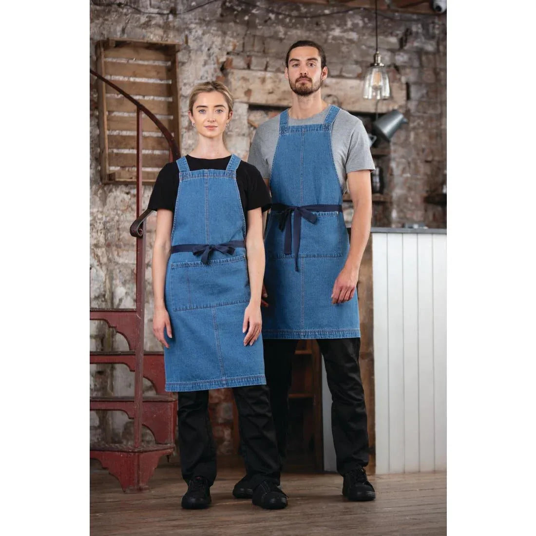 BB694 Southside Denim Bib Apron Light Blue - JD Catering Equipment Solutions Ltd