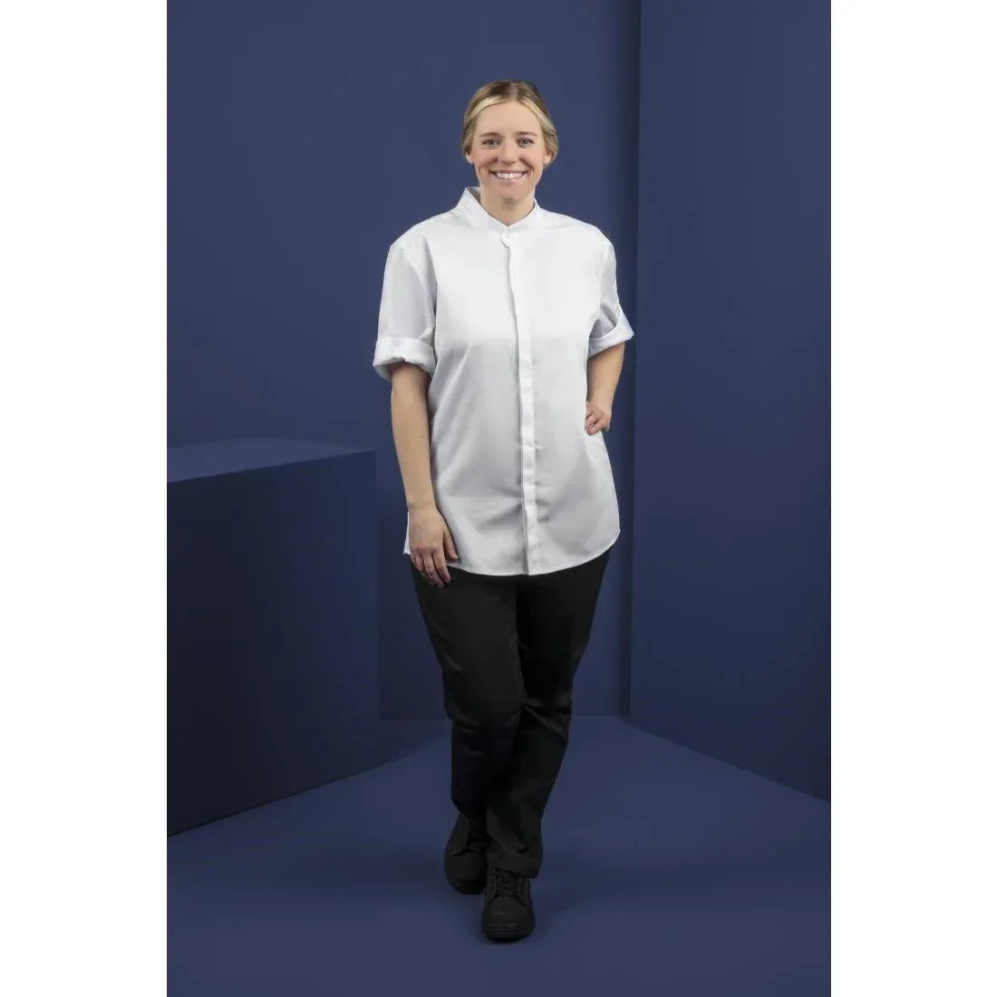 BB702-L Southside Band Collar Chefs Jacket White Size L - JD Catering Equipment Solutions Ltd