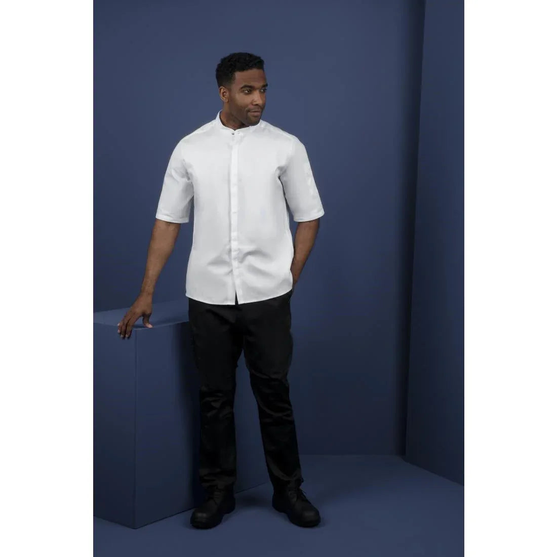BB702-M Southside Band Collar Chefs Jacket White Size M - JD Catering Equipment Solutions Ltd