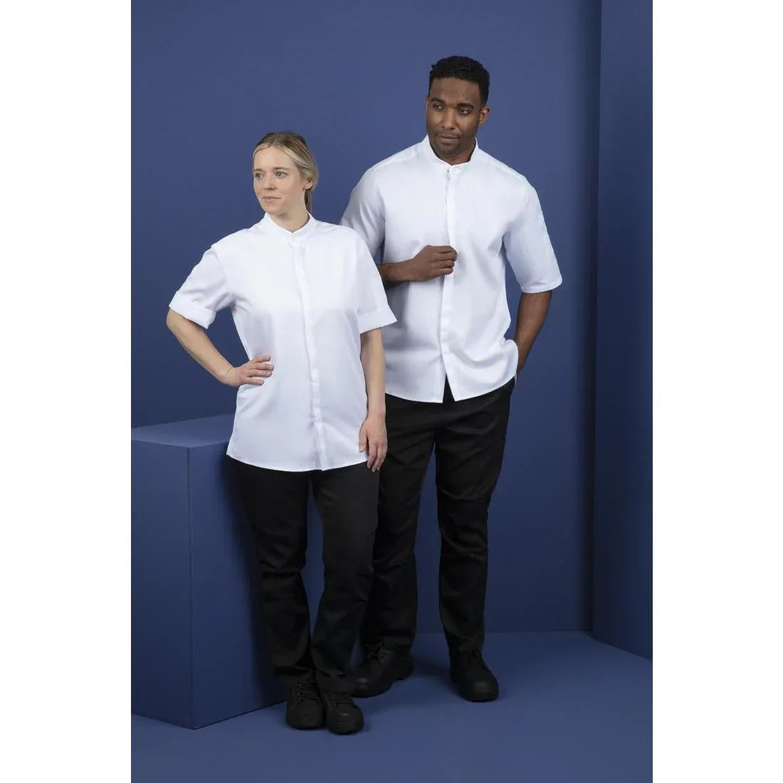 BB702-M Southside Band Collar Chefs Jacket White Size M - JD Catering Equipment Solutions Ltd