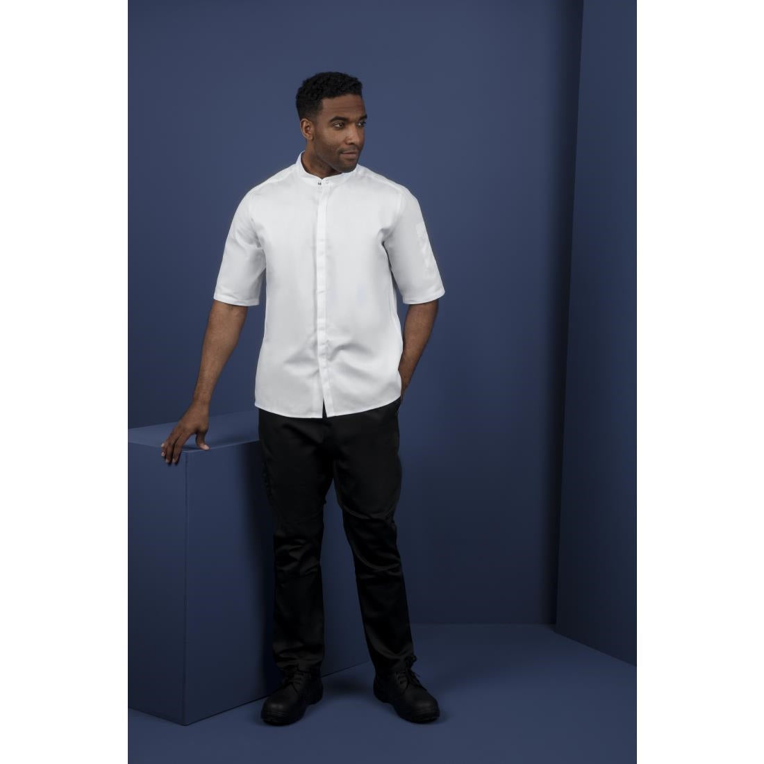 BB702-S Southside Band Collar Chefs Jacket White Size S JD Catering Equipment Solutions Ltd