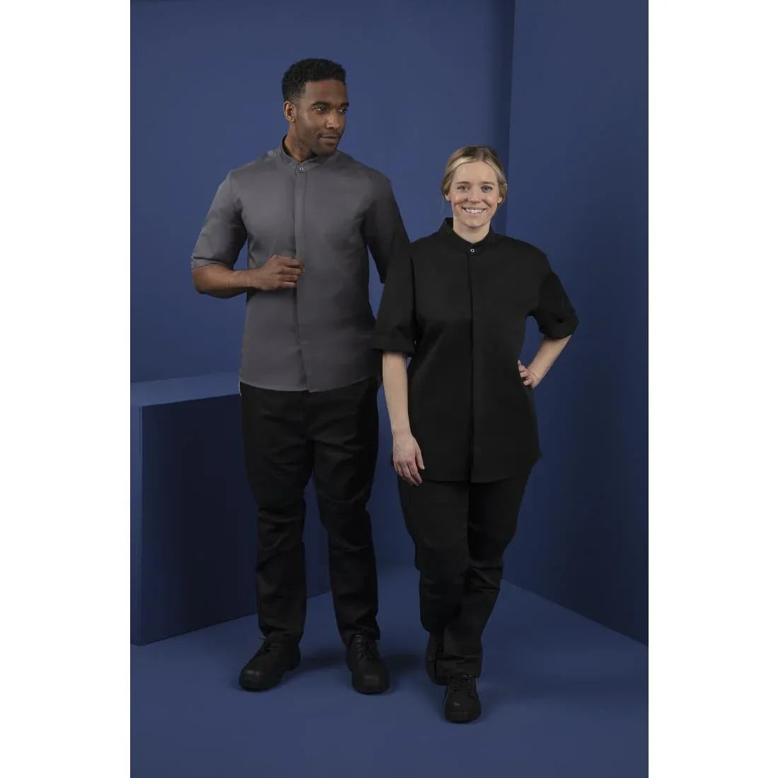 BB711-M Southside Band Collar Chefs Jacket Black Size M - JD Catering Equipment Solutions Ltd