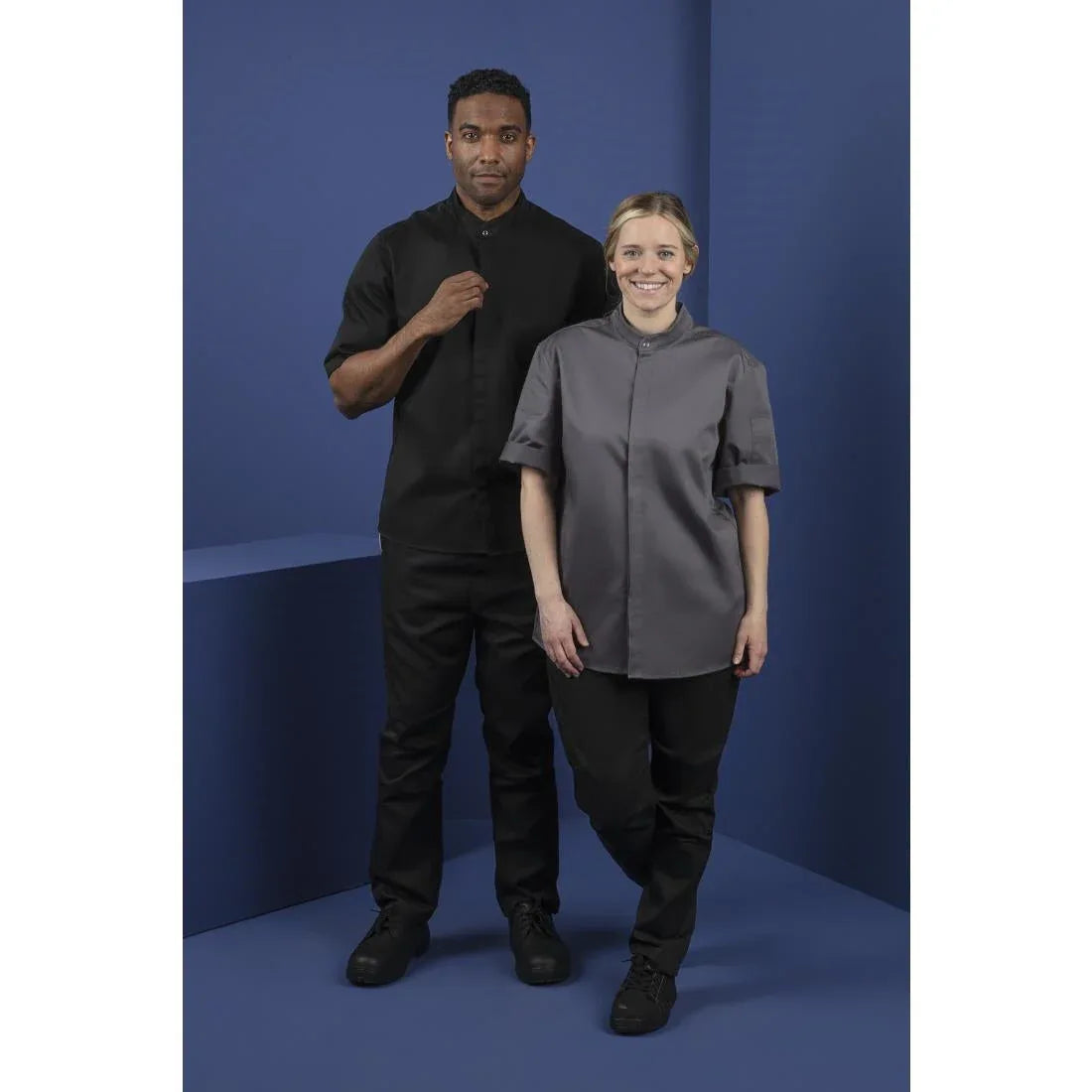 BB711-S Southside Band Collar Chefs Jacket Black Size S - JD Catering Equipment Solutions Ltd