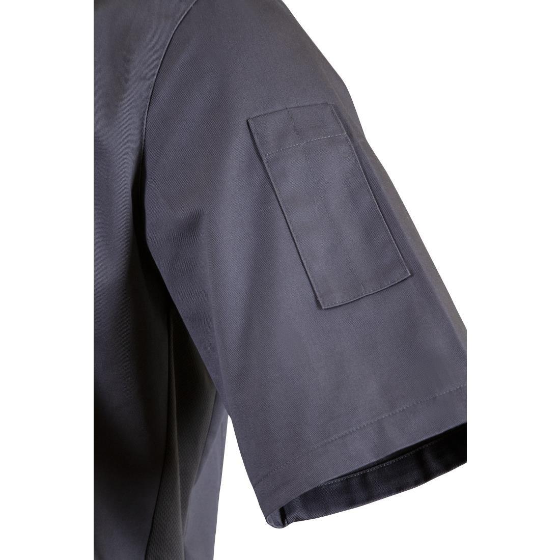 BB712-M Southside Band Collar Chefs Jacket Charcoal Size M - JD Catering Equipment Solutions Ltd