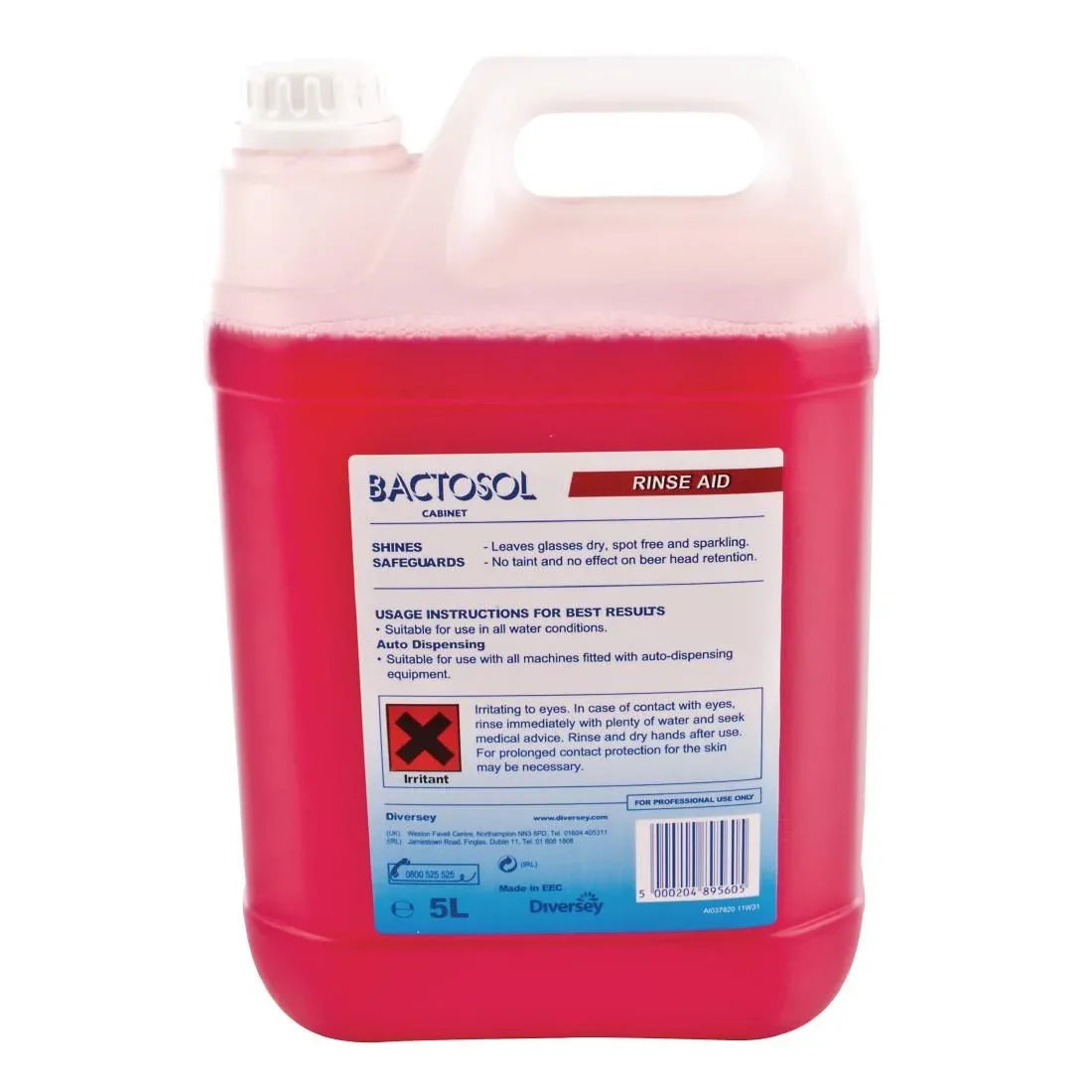 CC113 Bactosol Cabinet Glasswasher Rinse Aid Concentrate 5Ltr (2 Pack) - JD Catering Equipment Solutions Ltd