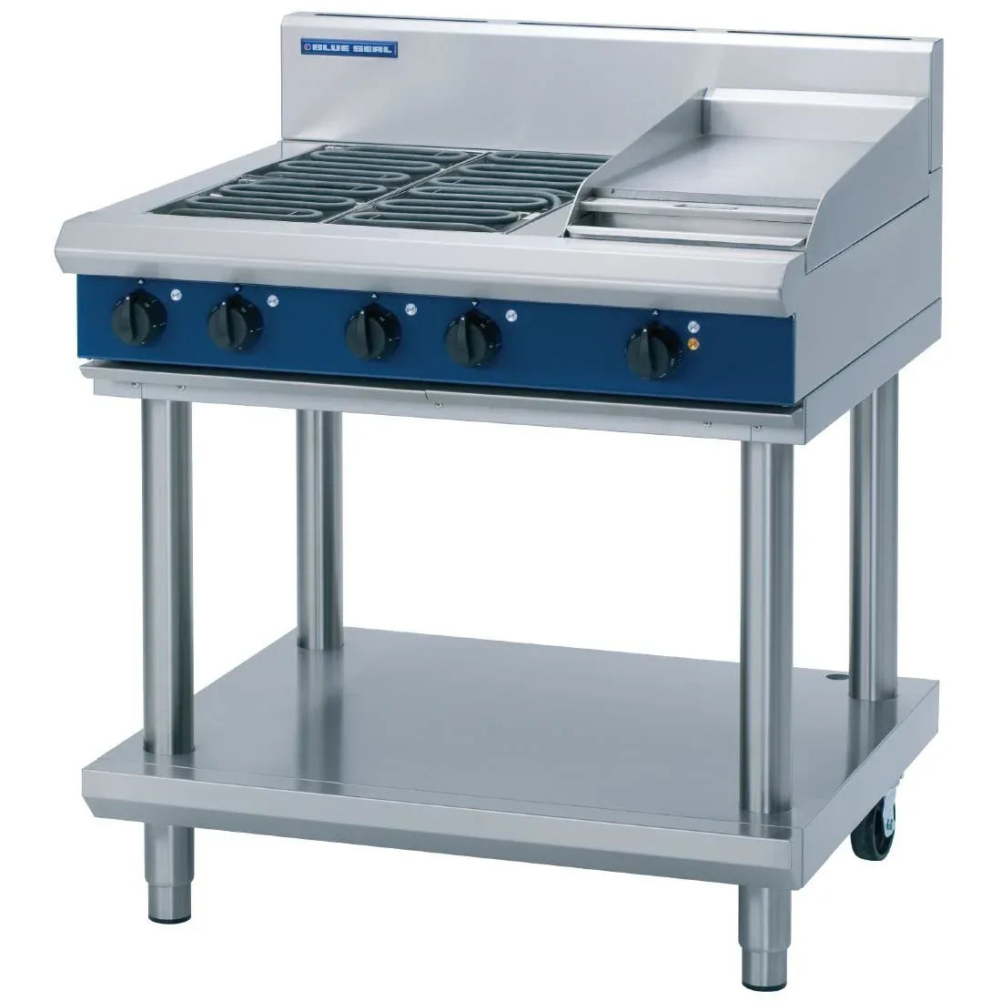 Blue Seal Evolution Cooktop 4 Element/ Griddle Electric on Stand 900mm E516C-LS - JD Catering Equipment Solutions Ltd