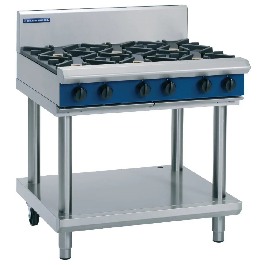Blue Seal Evolution Cooktop 6 Open Burners Natural/LPG on Stand 900mm G516D-LS - JD Catering Equipment Solutions Ltd