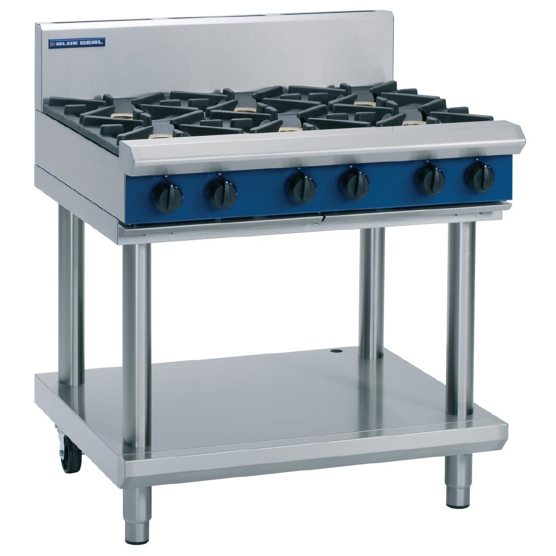 Blue Seal Evolution Cooktop 6 Open Burners Natural/LPG on Stand 900mm G516D-LS JD Catering Equipment Solutions Ltd