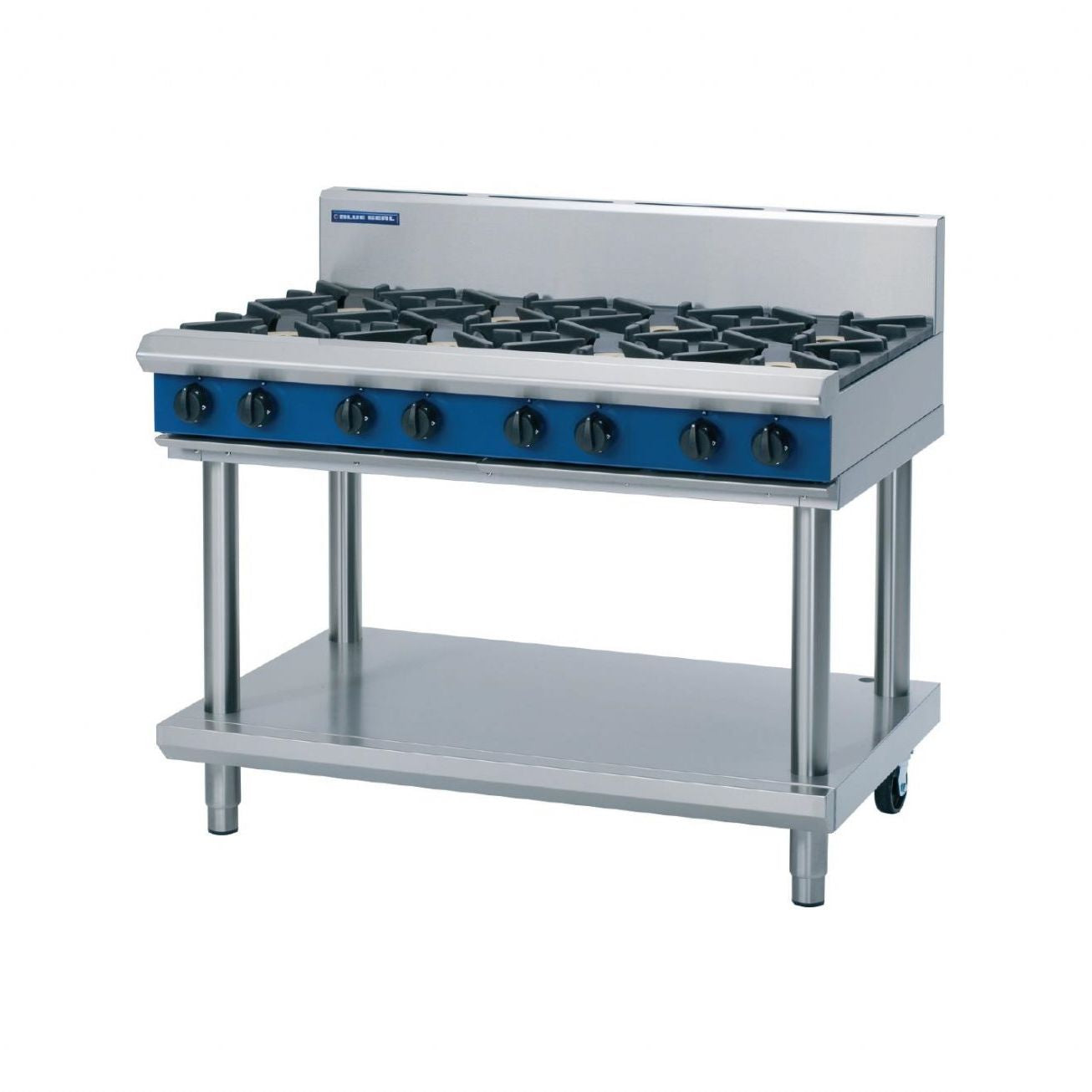 Blue Seal Evolution Cooktop 8 Open Burners Natural/LPG on Stand1200mm G518D-LS JD Catering Equipment Solutions Ltd