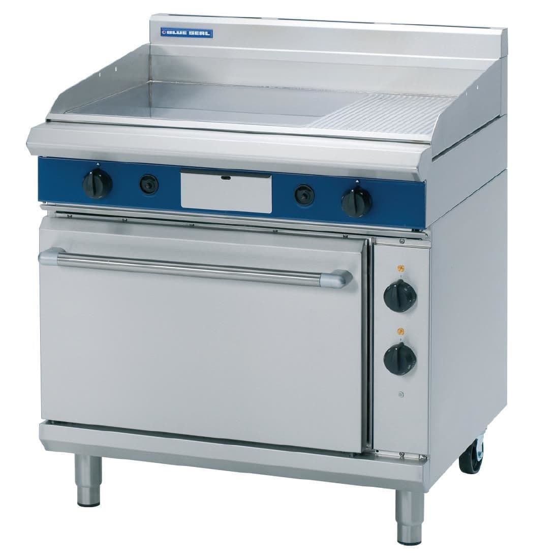 Blue Seal Evolution Series GPE506 - 900mm Gas Griddle Electric Static Oven Range JD Catering Equipment Solutions Ltd