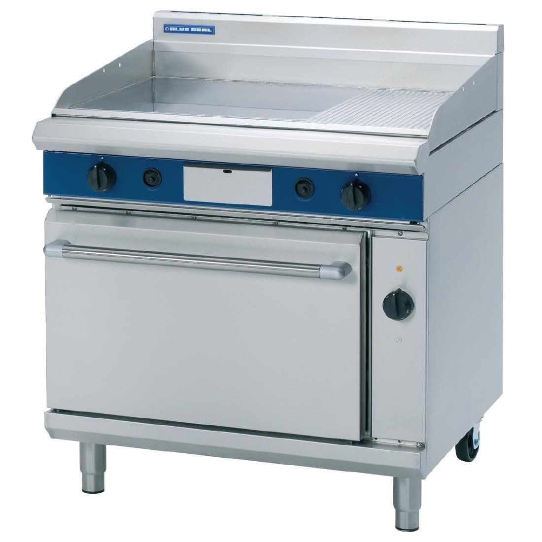 Blue Seal Evolution Series GPE56 - 900mm Gas Griddle Electric Convection Oven Range JD Catering Equipment Solutions Ltd