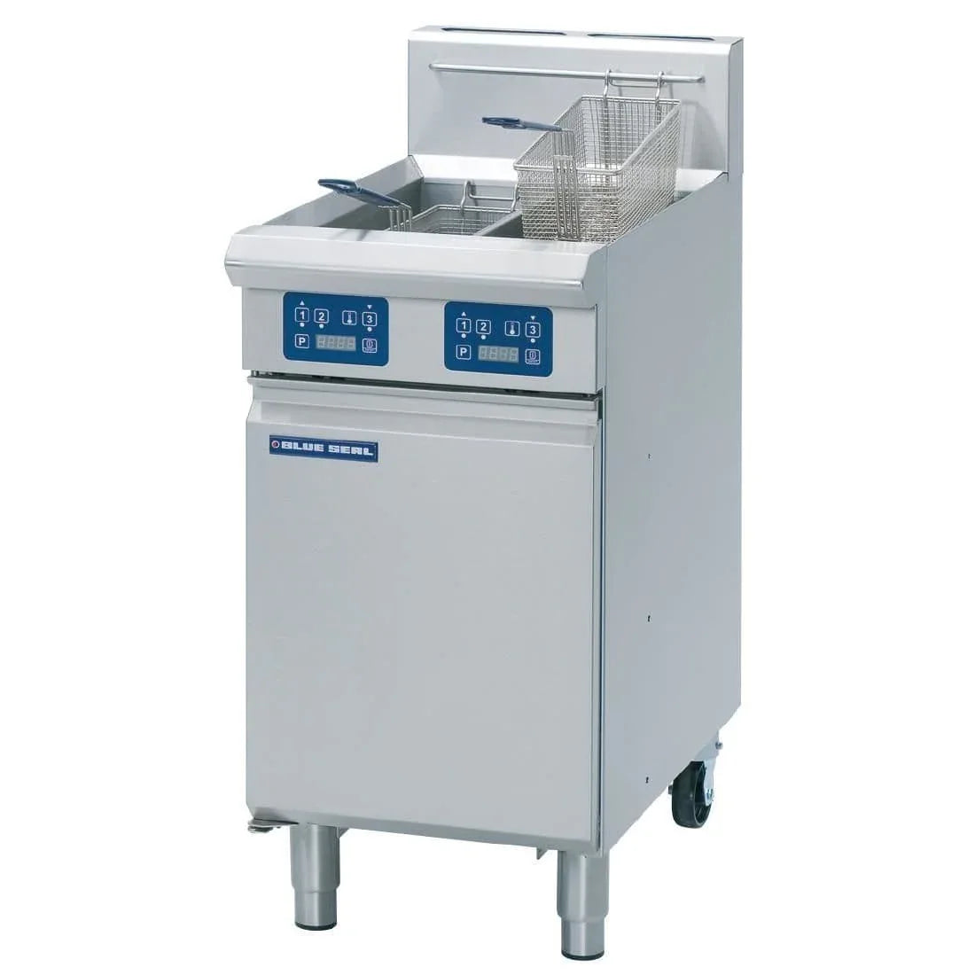 GK583 Blue Seal Twin Tank Twin Basket Free Standing Natural/LPG Fryer GT46E - JD Catering Equipment Solutions Ltd