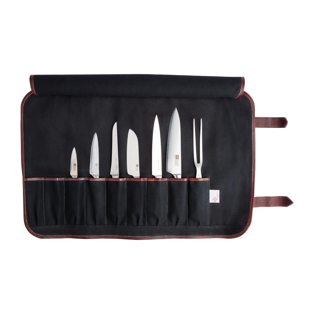 CM555 Boldric Canvas Knife Bag Black 9 Slots - JD Catering Equipment Solutions Ltd