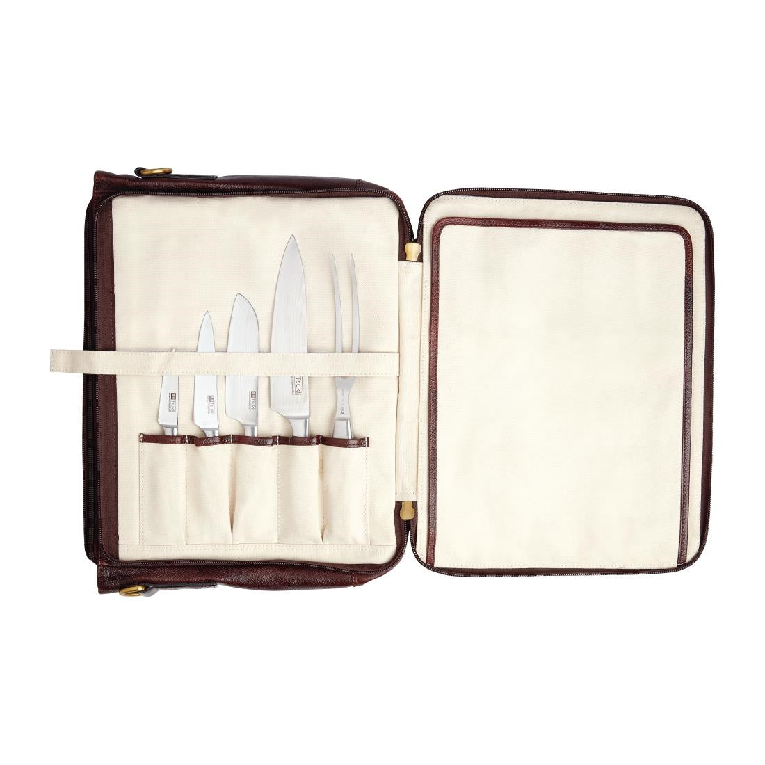 Boldric Messenger Leather Knife Bag Brown 10 Slots JD Catering Equipment Solutions Ltd