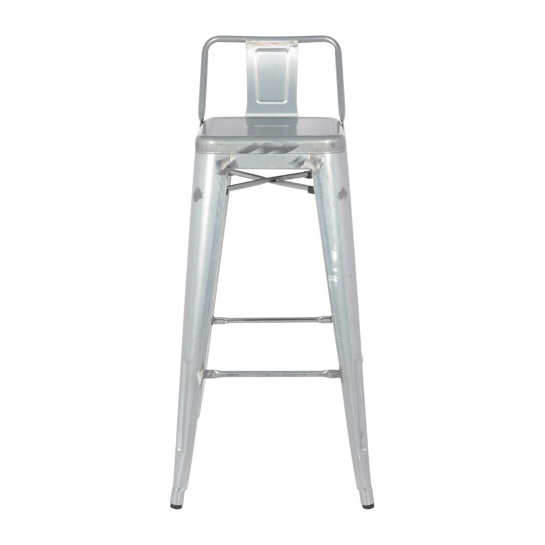 Bolero Bistro Galvanised Steel High Stool with Backrest (Pack of 4) JD Catering Equipment Solutions Ltd
