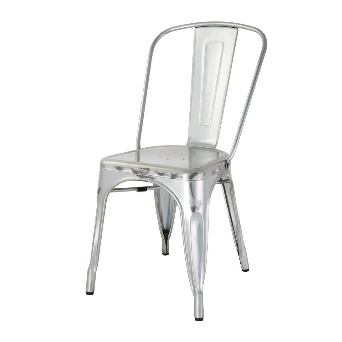 Bolero Bistro Galvanised Steel Side Chairs (Pack of 4) GL338 JD Catering Equipment Solutions Ltd
