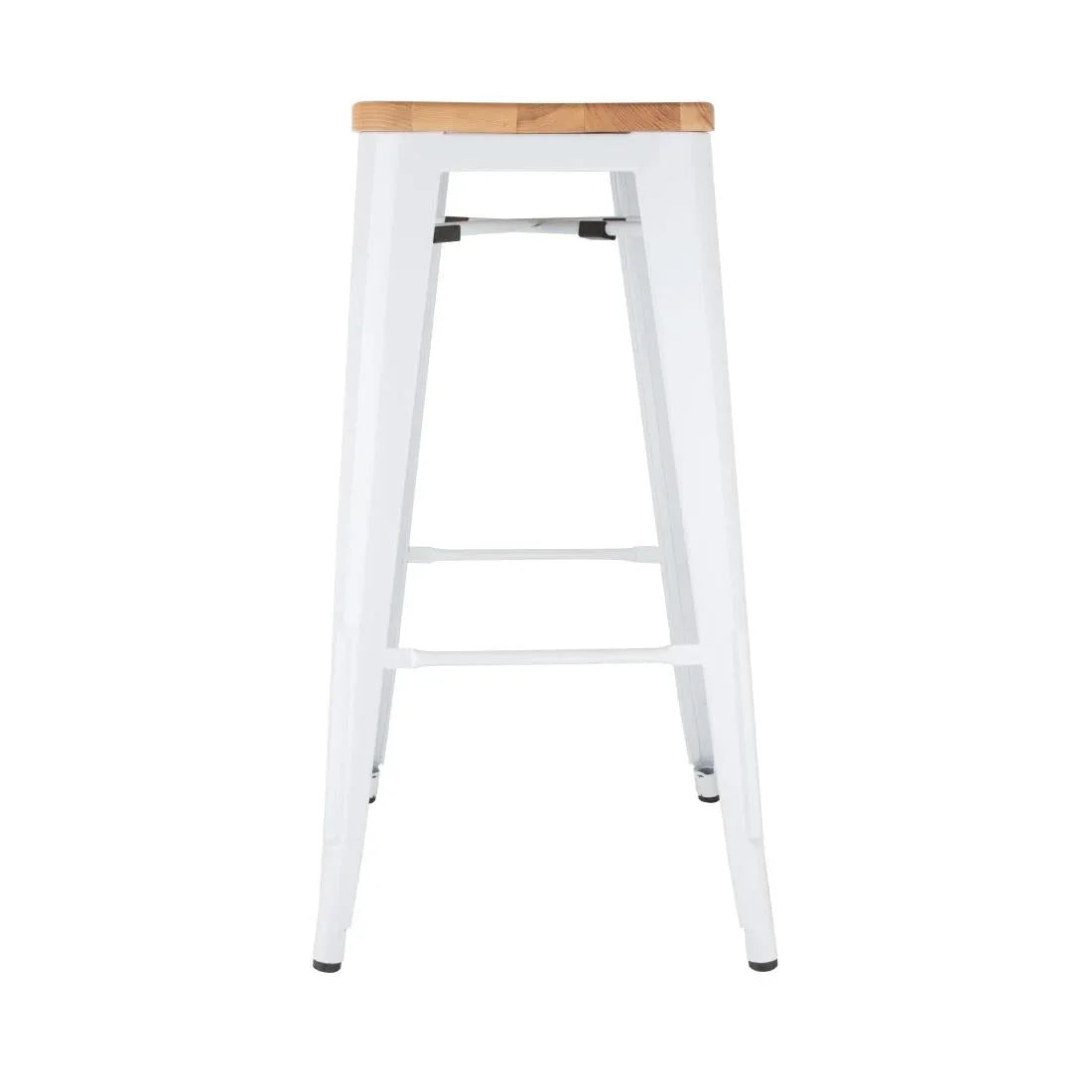 DW739 Bolero Bistro High Stools with Wooden Seatpad White (Pack of 4) - JD Catering Equipment Solutions Ltd