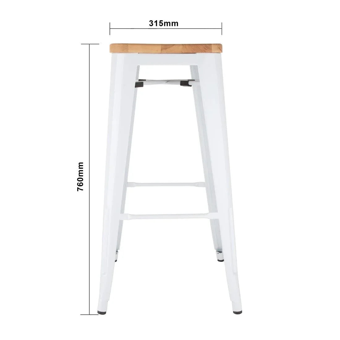 DW739 Bolero Bistro High Stools with Wooden Seatpad White (Pack of 4) - JD Catering Equipment Solutions Ltd