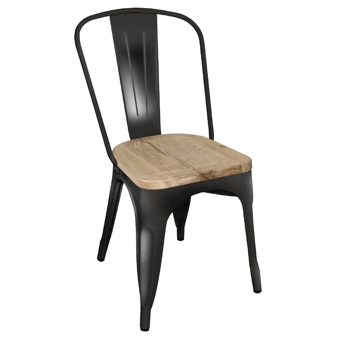 Bolero Bistro Side Chairs with Wooden Seat Pad (Pack of 4) JD Catering Equipment Solutions Ltd