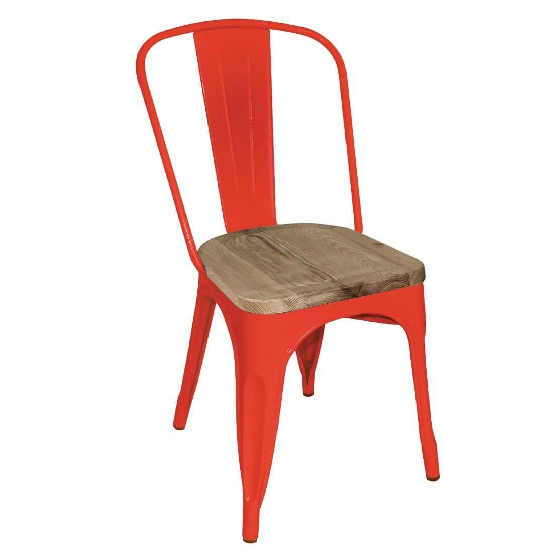 Bolero Bistro Side Chairs with Wooden Seat Pad Red (Pack of 4) JD Catering Equipment Solutions Ltd